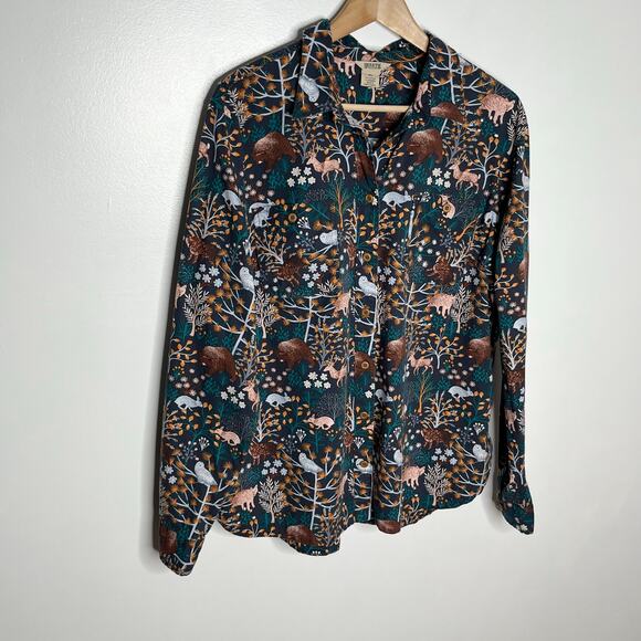 Duluth Trading Co Long Sleeve Button Up Shirt Womens XL Animal Floral Print - Picture 3 of 9